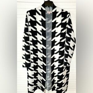 Philosophy Women’s Sweater Cardigan Open Front Houndstoothoth